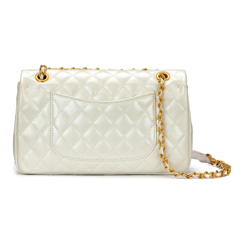 ROBERTA DI CAMERINO Cow Leather Chain Shoulder Bag Crossbody Bag Small Square Bag Regular Women's Black/White-10