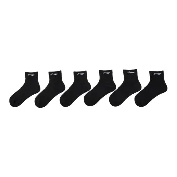 LiNing Fitness Series Ankle Socks Men's 6 Pack Black