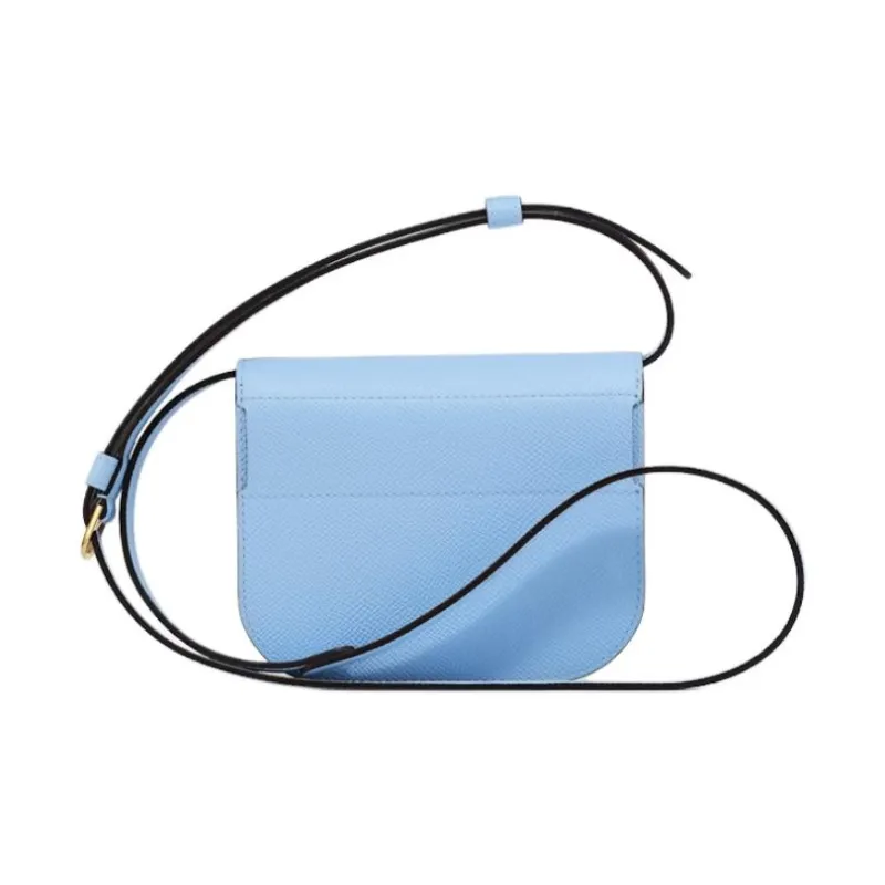 Delvau Shiny Grained Alpina Calfskin Shoulder Bag Crossbody Bag Mini Women's Light Blue-6