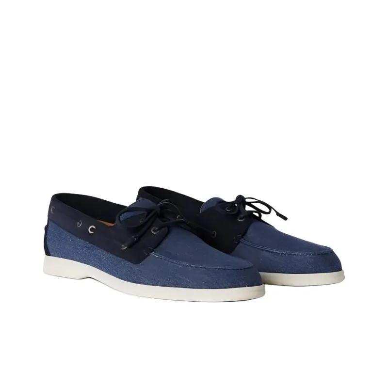 Loro Piana Boat Shoes Men's Blue-3