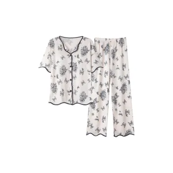 The Story Of The Flower Season Pajama Set Women's White