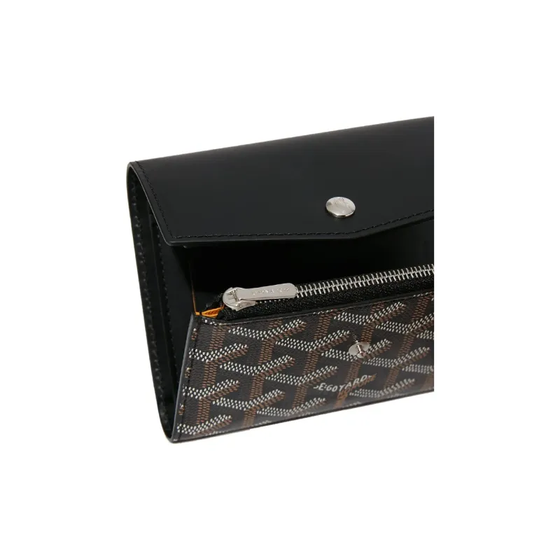 GOYARD Canvas With Calfskin Wallet Unisex Black-3