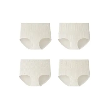 Flowers In Water Underpants Women's 4 Pack Small Floral Cotton+Oat Cotton+Heart Cotton+Vertical Stripe Cotton