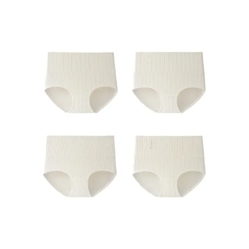 Flowers In Water Underpants Women's 4 Pack Small Floral Cotton+Oat Cotton+Heart Cotton+Vertical Stripe Cotton