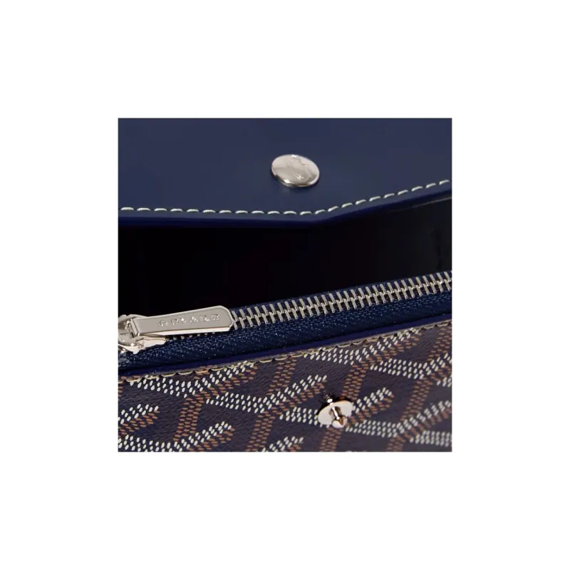 GOYARD Canvas With Calfskin Wallet Unisex Marine Blue-3
