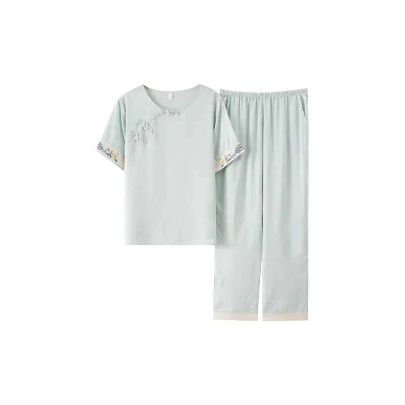 The Story Of The Flower Season Pajama Set Women's Light Blue-0