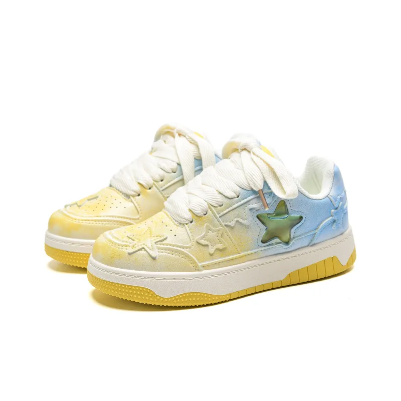 Anime story Skateboard Shoes Women's Low Top Glazed Yellow-3
