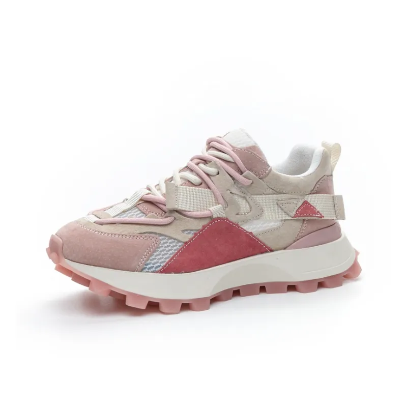 CHOVO Chunky Sneakers Women's Low Top Yellow/Pink-5