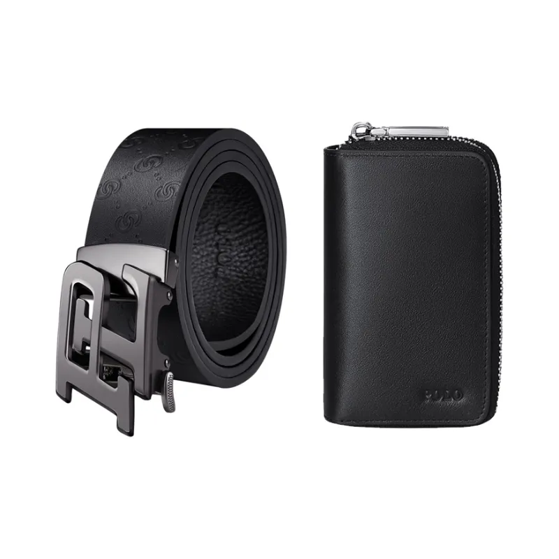 POLO Cow Leather Leather Belts Men's Gunmetal Width  3.5cm-1
