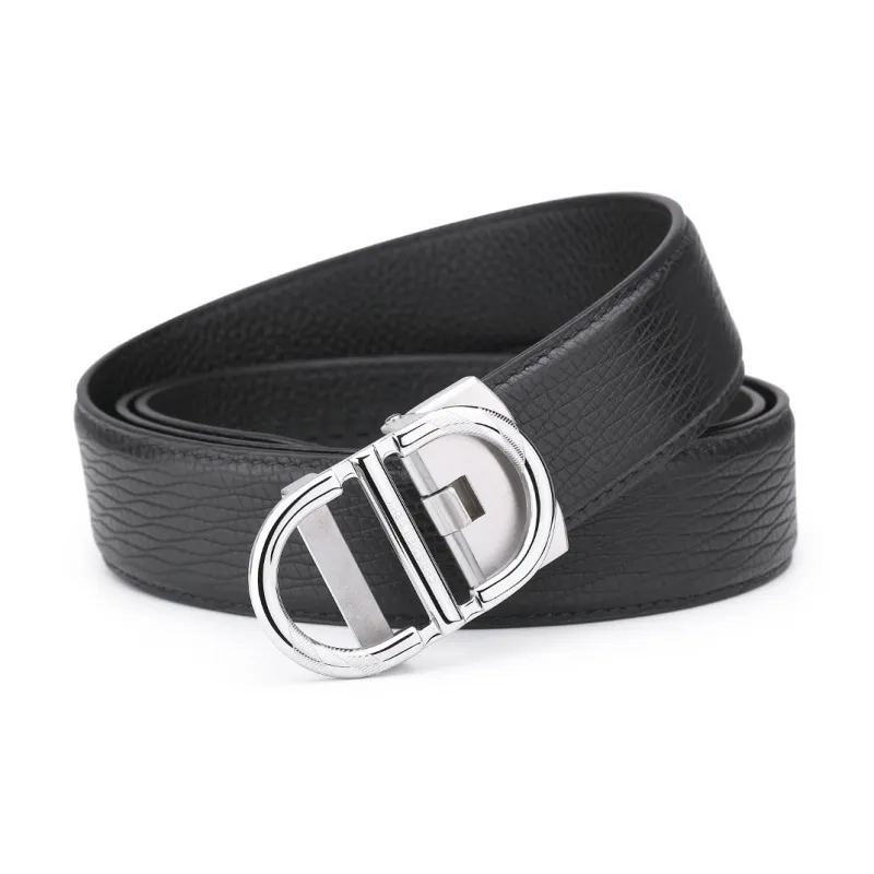 Chrisdien Deny Trendy Business Automatic Buckle With A Touch Of Design Cow Leather Leather Belts Men's Width 3.4CM-1