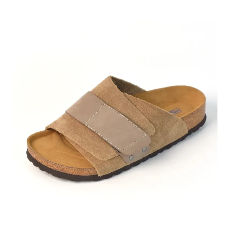 Boku Cork Sole Leather Patchwork Slip Resistant Abrasion Resistant Slide Slippers Unisex Sand-1