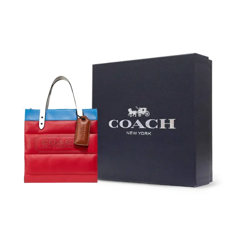 COACH Field Leather Handbag Tote Bag Shopping Bag Crossbody Bag Small Size Women's Candy Red & Blue-6
