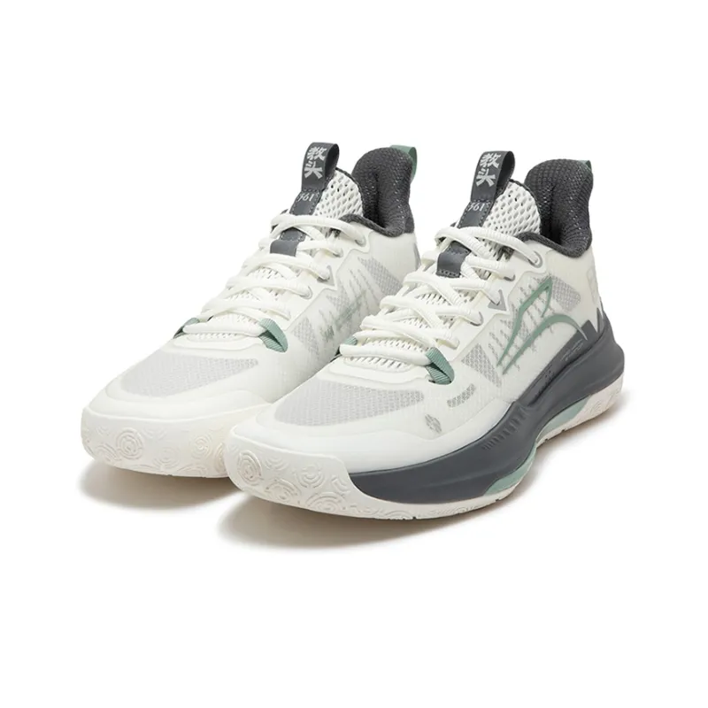 361° DVD Team Assist Future Coach Cushioning Anti Slip And Wear Resistant Low Top Basketball Shoes Men's White Gray-2