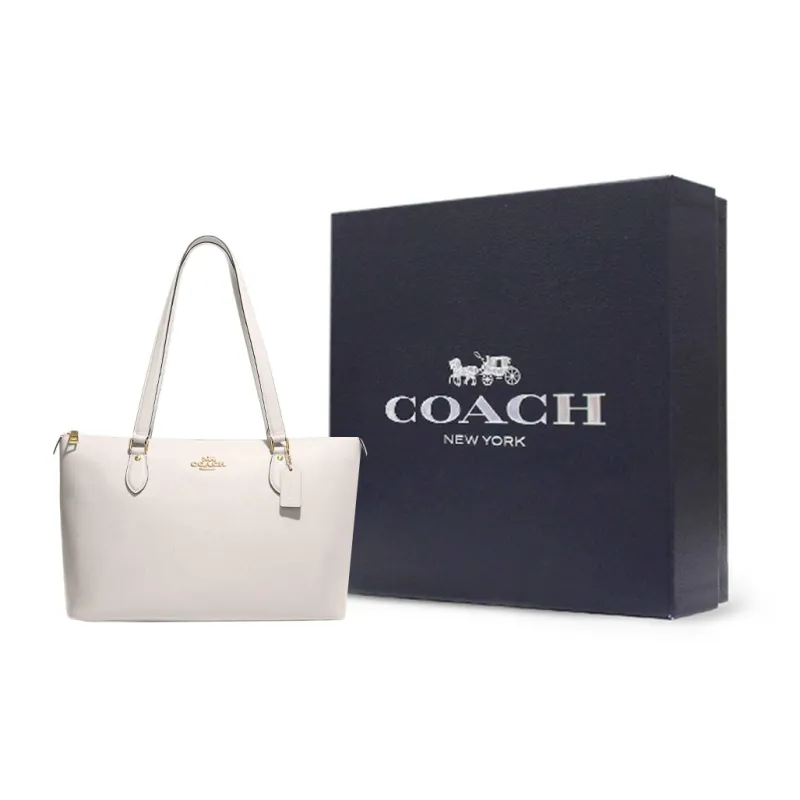 COACH Gallery Cross Grain Leather One Shoulder Handbag Tubas Women's White-7
