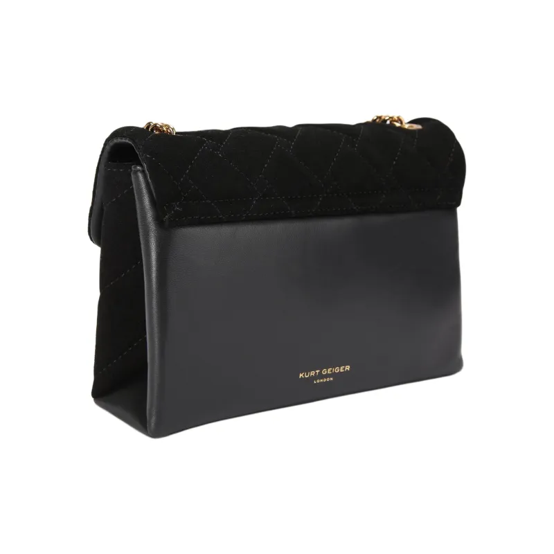 Kurt Geiger London Patent Leather Shoulder Bag Crossbody Bag Medium Size Women's Black-3