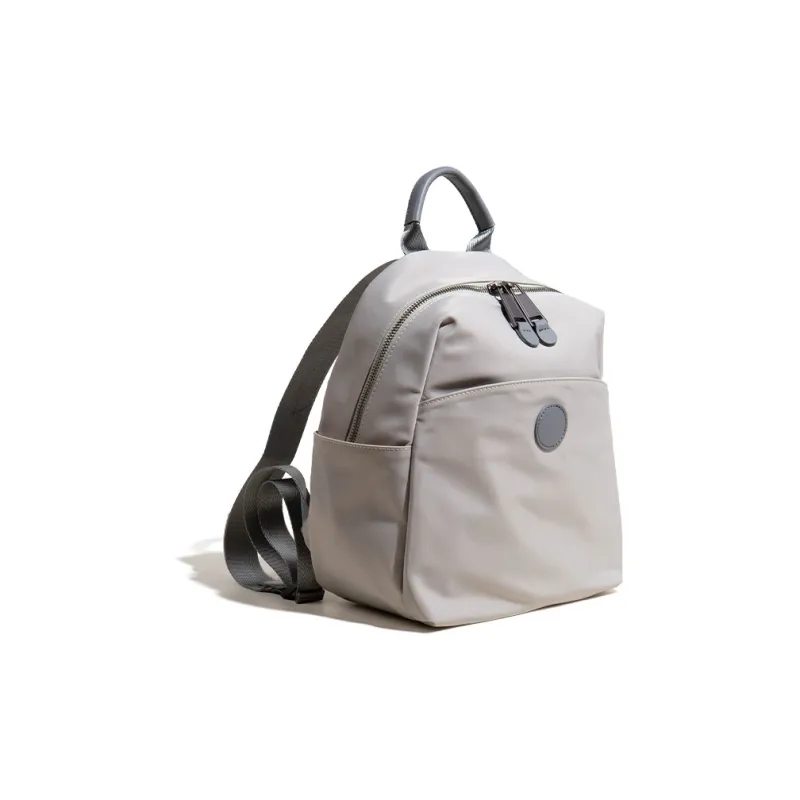 MISS MUSI Nylon With Cow Leather Backpacks Medium Size Women's Pink/Gray/Black/Apricot-0
