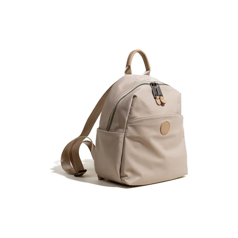 MISS MUSI Nylon With Cow Leather Backpacks Medium Size Women's Pink/Gray/Black/Apricot-3
