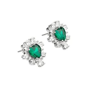 CHIARA FERRAGNI Alloy, Zircon, Emerald Earrings Women's Green