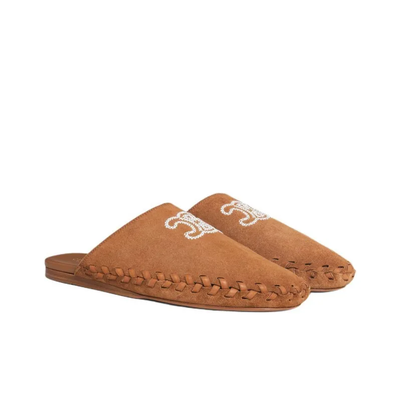 CELINE Slip Resistant Wrap toe Slippers Women's Brown-2