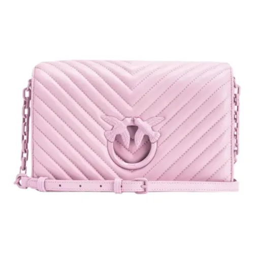 PINKO Click Series Sheepskin And Cow Leather Combo Shoulder Bag Crossbody Bag Women's Light Purple