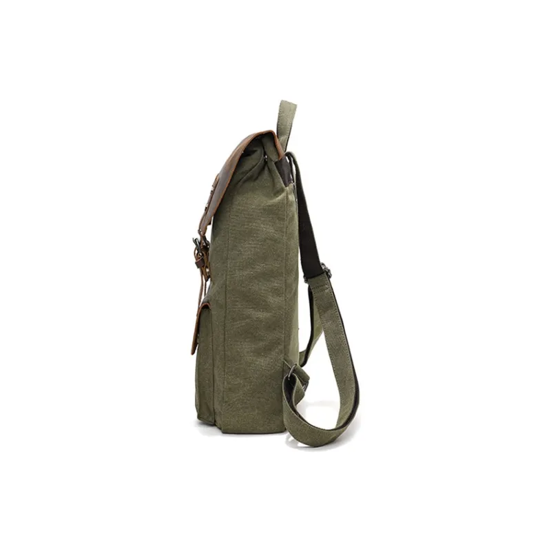 TTaG．baG Canvas Backpack Unisex Army Green/Khaki-1