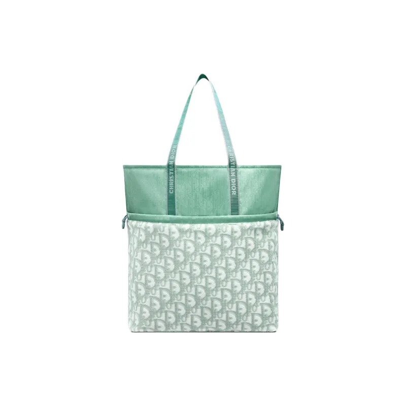 DIOR Cotton Terry Cloth With Nylon Tote Bag Shopping Bag Shoulder Bag Handbag Men's Light Green-2