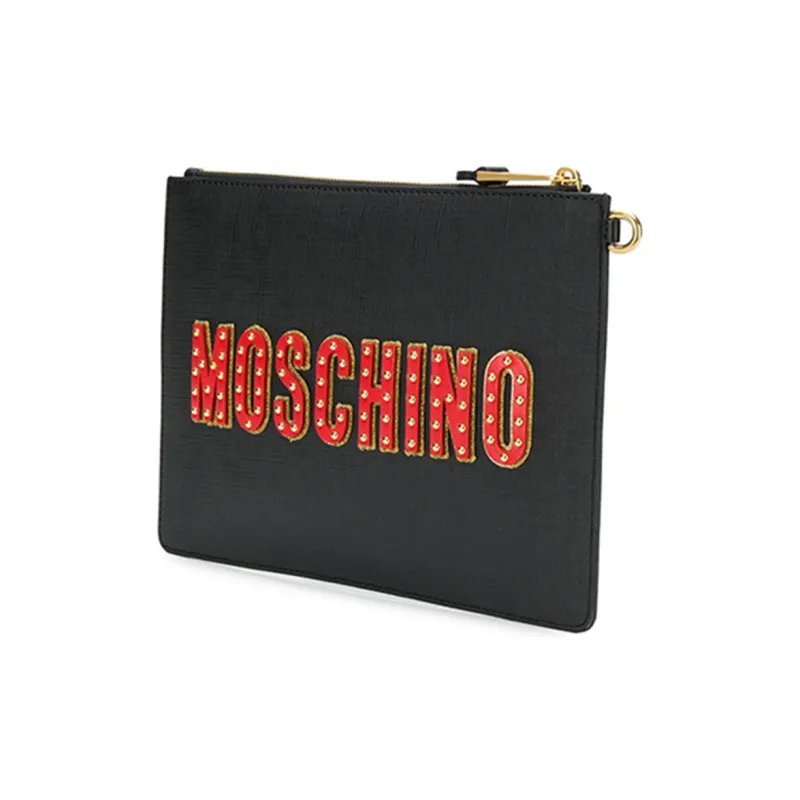 MOSCHINO Cow Leather Clutch Women's Black-1