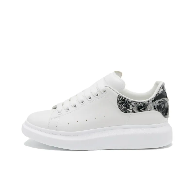 Alexander McQueen Low Top Skateboard Shoes Men's White Silver Black-0