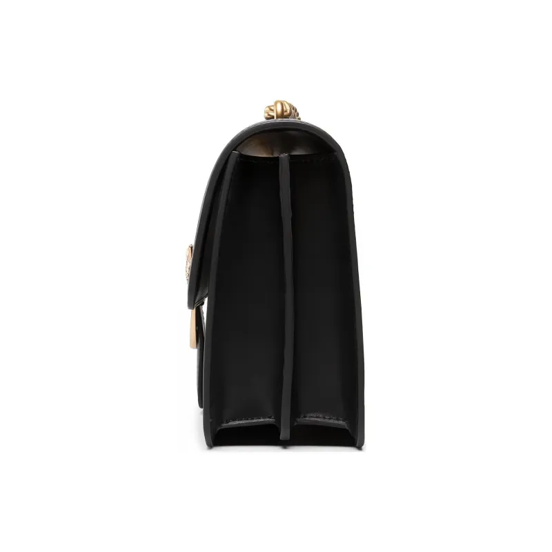 PINKO LOVE Series Cow Leather Flying Bird Bag Swan Bag Shoulder Bag Crossbody Bag Large Size Women's Black/Black Gold-3