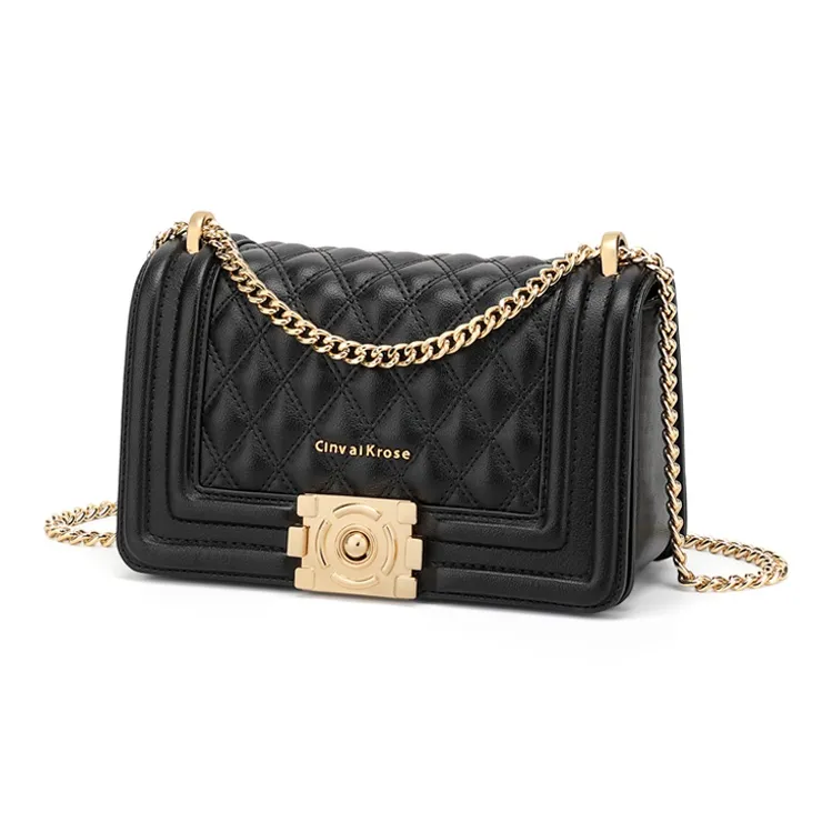 Simvay Clos Cow Leather With Synthetic Leather Small Square Shoulder Bag Regular Women's Black/White-2