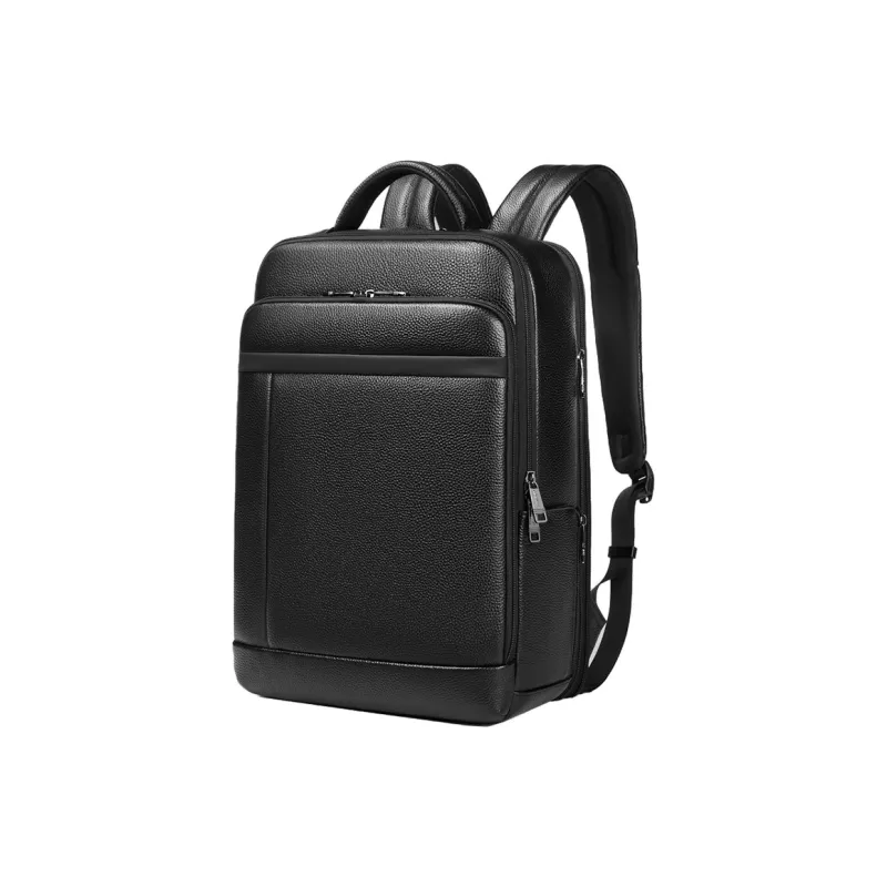 DOSRFINI Top Grain Cow Leather Genuine Leather Backpack Medium Size Men's Black-0
