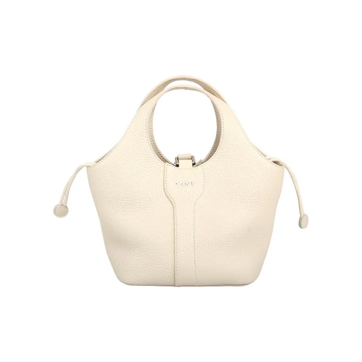YOCAMU Top Grain Cow Leather One Shoulder Handbags Regular Women's Dove Gray/Ecru-5