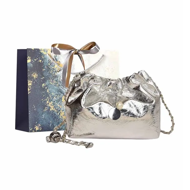 Iman's House PU Shoulder Bag Regular Women's Ecru/Silver/Black-5