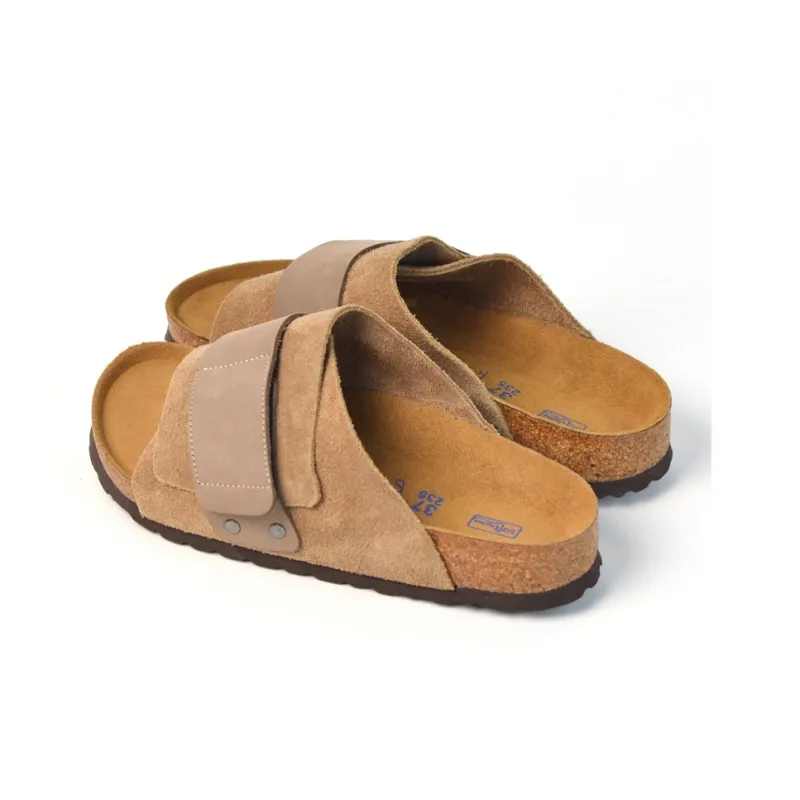 Boku Cork Sole Leather Patchwork Slip Resistant Abrasion Resistant Slide Slippers Unisex Sand-5
