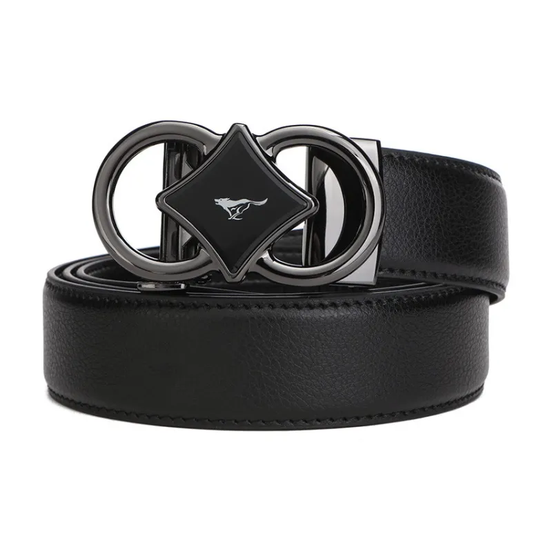 SEPTWOLVES Automatic Buckle Korean Style Youth Business Leather Belts Men's Black Width 3.5CM-2