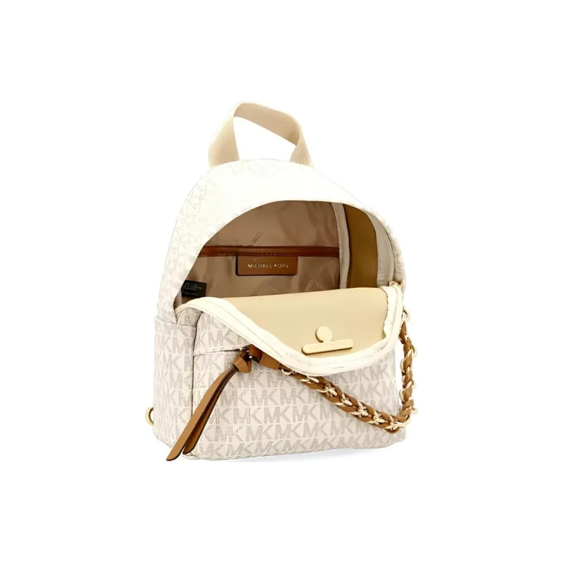 MICHAEL KORS Canvas Backpack Mini Women's Vanilla White & Brown-3