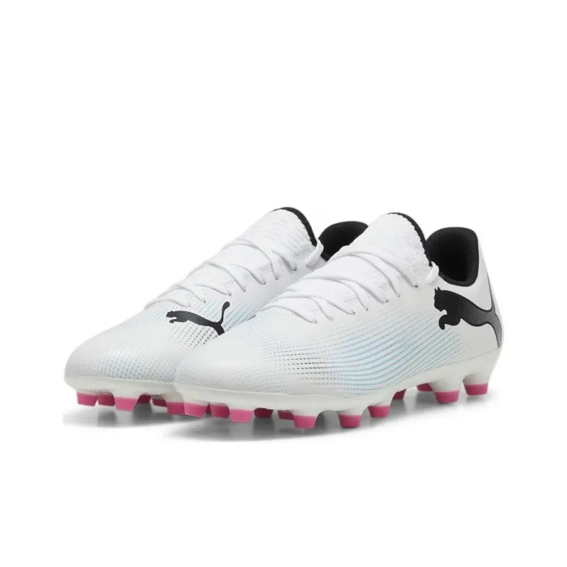 PUMA FUTURE 7 PLAY HG Rubber Short Studs Firm Ground Anti Slip Wear Resistant Soccer Shoes Men's White Black-2