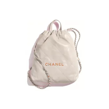 CHANEL 22Bag Shiny Calfskin Backpack Small Size Women's White