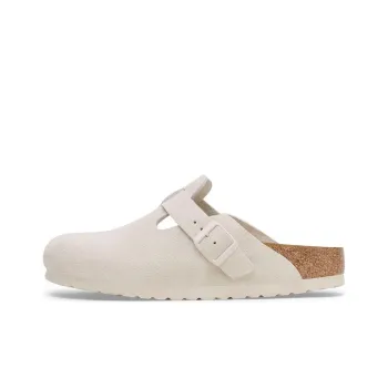 Boston Birkenstock Soft Footbed Suede Leather 'Antique White'