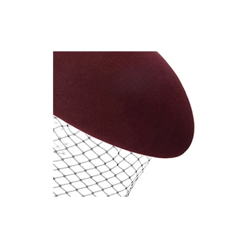 Maison Michel Rabbit Leather Polyamide Berets Women's Burgundy-1