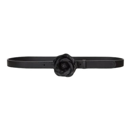Polo Ralph Lauren Floral Decoration Cow Leather Sheepskin Metal Leather Belts Unisex Black Width: 2CM