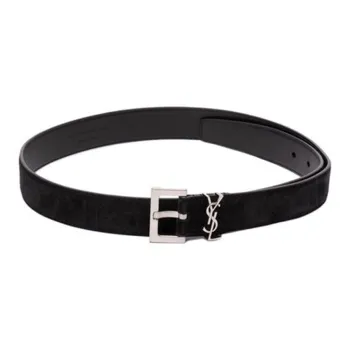 SAINT LAURENT Ysl Logo plaque Leather Belt