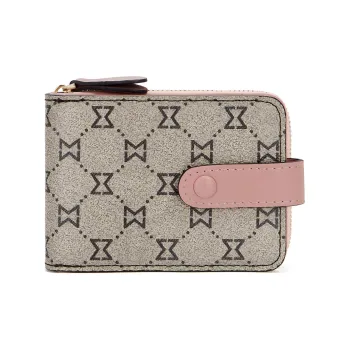 MashaLanti PVC Bonded Microfiber Synthetic Leather Coin Purses Card Holders Regular Women's Coffee & Pink