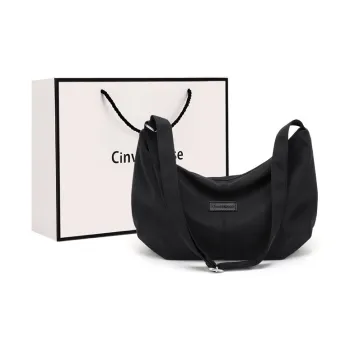 CinvaiKrose Fabric Shoulder Bag Crossbody Bag Dumpling Bag Sling Bag Small Size Women's Black/Ecru/Pink