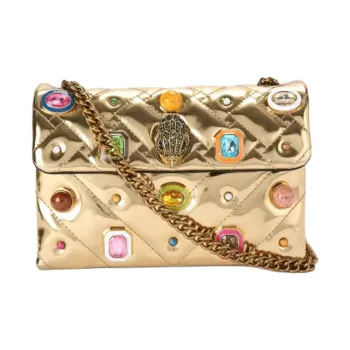 Kurt Geiger London Patent Leather Shoulder Bag Crossbody Bag Medium Size Women's Gold