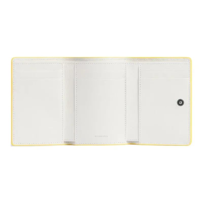 Balenciaga Smooth Calf Leather Wallet Mini Women's Yellow-3