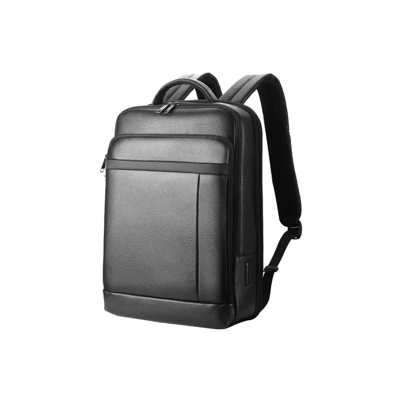 DOSRFINI Top Grain Cow Leather Genuine Leather Backpack Medium Size Men's Black-1