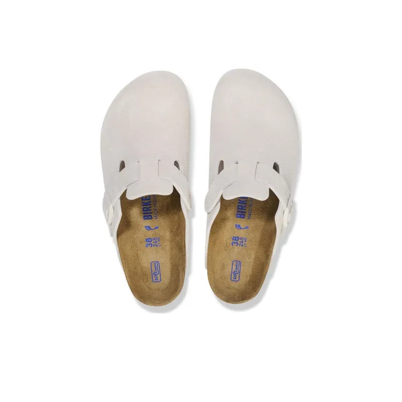 Birkenstock Boston Soft Footbed Suede Leather 'Antique White'-3