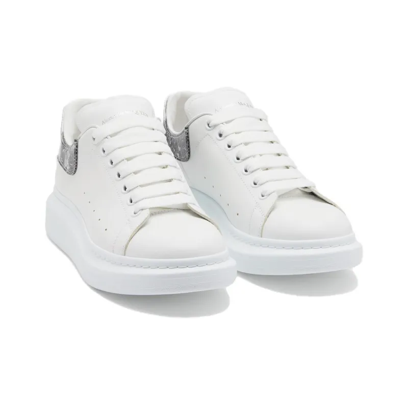 Alexander McQueen Low Top Skateboard Shoes Men's White Silver Black-3