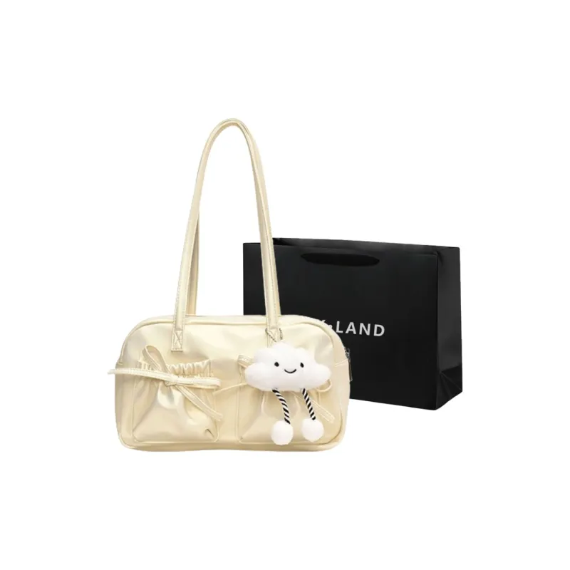 PINK·LAND PU Shoulder Bag Women's Black/Silver/Pearl Pink/Pearl White-15